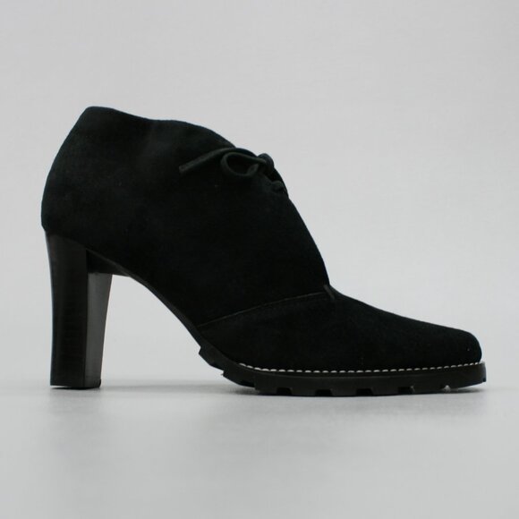 Colin Stuart Ladies 5.5 Black Nubuck Suede Ankle Heel Bootie Chukka Granny boots - Picture 6 of 11